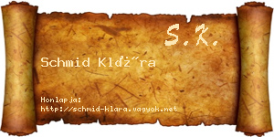 Schmid Klára névjegykártya